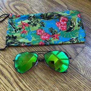NEW Ray-Ban Aviator Junior /Kids sunglasses 😎 Black frame,Green lens,Cloth case